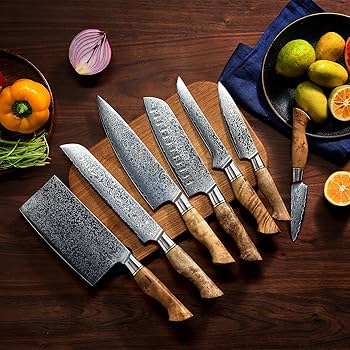 Amazon | SENKEN 7-Piece Damascus Kitchen Knife Set - Dynasty